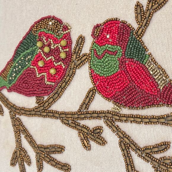 Pier 1 Imports Beaded‎ Birds on a Branch Rectangular Pillow Christmas Holiday - Picture 5 of 11